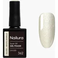 Nailura - Gel Polish 362 - Silver White Sparkle - 10 ml
