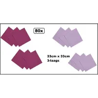 Wefiesta 80x Servetten paars en lila 33cm x 33cm - 3 laags - Cocktail servet diner eten knoeien restaurant BBQ thema feest verjaardag feest