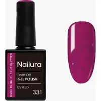 Nailura - Gel Polish 331 - Dark Plum Purple Glitter - 10 ml