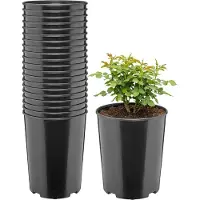 Garronda Set van 20 ronde kunststof kweekpotten met drainagegaten voor tuin (Zwart, Ø18 x 21,5 cm (4L)) GD-KW-RR