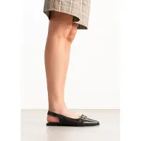 Sacha - Dames - Zwarte leren buckle slingbacks - Maat 36