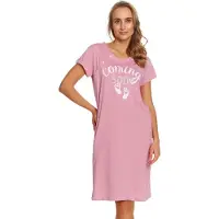 Doctor Nap Katoenen Nachthemd Borstvoeding Zwangerschap TCB.7459 Blush Rose 44 / XXL