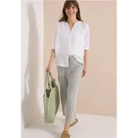 Cecil Dames 7/8 Wide Legs broek in seersucker kwaliteit - Groen - XS