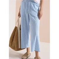 Cecil Dames 7/8 Wide Legs broek in seersucker kwaliteit - Blauw - XXXL
