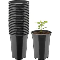 Garronda Set van 20 ronde kunststof kweekpotten met drainagegaten voor tuin (Zwart, Ø14 x 18 cm (1,7L)) GD-KW-RR