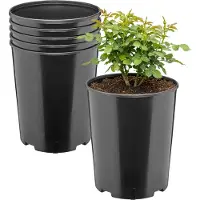 Garronda Set van 5 ronde kunststof bloempotten met drainagegaten voor tuin (Zwart, Ø18 x 21,5 cm (4L)) GD-KW-RR