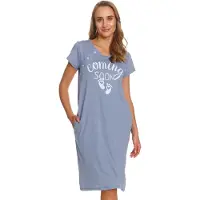 Doctor Nap Katoenen Nachthemd Borstvoeding Zwangerschap TCB.7459 Sky Blue 44 / XXL
