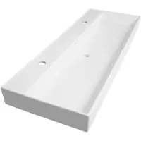 Brauer Lunar Wastafel - 120 cm - met 1 Spoelbak en 2 Kraangaten - Keramiek Hoogglans Wit