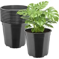 Garronda Set van 10 hoge ronde kunststof kweekpotten met drainagegaten (Zwart, Ø24 x 22 cm (7L)) GD-KW-RH