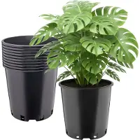 Garronda Set van 10 hoge ronde kunststof kweekpotten met drainagegaten (Zwart, Ø26 x 26 cm (12L)) GD-KW-RH