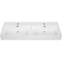 Saniclass Legend Meubelwastafel - 120.5x47x12cm - overloop - 2 wasbakken - 2 kraangaten - keramiek - wit glans