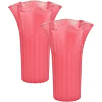 Atmosphera Bloemenvaas - 2x - roze - D16 x H25 cm - glas - hoge vaas - boeketvaas