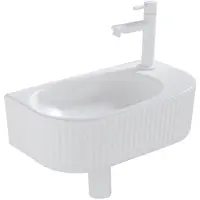 Qeramiq Blend fonteinset – halfrond – 40x21.5x12 cm – keramiek wit glans – mat witte kraan SW1522208/SW696206/SW696216/SW1210972