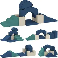 AIYAPLAY Kids Soft Play Set-Samt, PU-Schaumstoff-50L x 40B x 25H cm-Blau