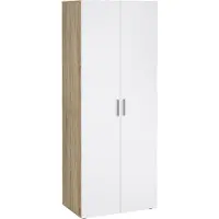 Ebuy24 Petra kledingkast 2 deuren decor eikenstructuur en wit hoogglans.