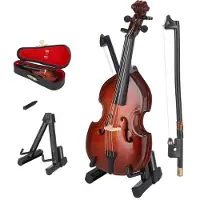 Gistuch Houten mini-basornamenten, klein muziekinstrument, model, decoratie voor thuis, cadeau, 10 cm