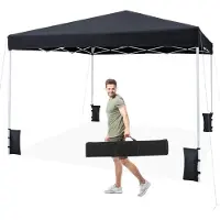Costway Pavillon, 3x3 meter, opklapbare partytent met verstelbare hoogte, waterafstotende tuinpaviljoen, UV-bescherming 50+, inclusief draagtas en 4 zandzakken