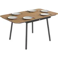 Outsunny Tuin-eettafel-Metaal, WPC-140L x 80B x 75H cm-Teak