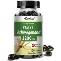 Daitea Ashwagandha 1200 mg (120 capsules) Voedingssupplement, voor energie, stemming, stress, angst, immuunsysteem, concentratie en slaap