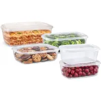 PlasticForte Vershoudbakjes set Classic - 5x stuks - vriezer en magnetron - kunststof - diverse maten - 1200-1800-2500-3700 ml - nestbaar