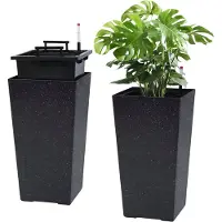Happiq Hoge Plantenbak Set 2 Stuks - Grote Bloempot voor Binnen & Buiten - Zwart - 55 cm
