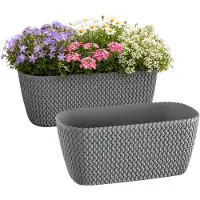 Prosperplast Plantenbak Splofy - 2x - grijs - voor buiten - 40 x 18 x 14 cm - buiten - kunststof
