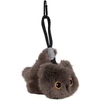 UNUS Knuffel Kat "Mokka" grote ogen 17cm bruin - tassenhanger - hanger voor aan je tas - pluche kat