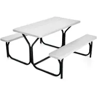 Helloshop26 Tuin tafel - - 137x150x71 cm - Weerbestendig HDPE - Roestvrij metalen frame - 4-6 personen