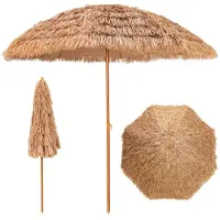 Helloshop26 Strandparasol - - Tiki - Rechthoekig 243x243x222 cm - Rieten dak PP - UV-bescherming