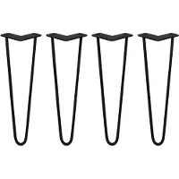 Monster 4 x 40,6cm Hairpin retro pootjes tafelpoten pinpoten - 2 staven - 10mm - zwart