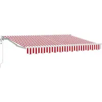 vidaXL Elektrisch Uitschuifbare Zonneluifel Rood en Wit 3,5 x 2,5 m