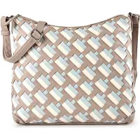 Tom Tailor Schoudertas 'Devie' lichtblauw / taupe / wit