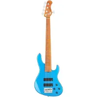 Sadowsky MetroExpress 24-5 Modern Roasted Maple Solid Ocean Blue Metallic High Polish 5-snarige basgitaar met gigbag