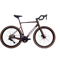 RINOS Carbon - Special Edition - Gravel Fiets - Gravel Bike – carbonframe - GRX600 22 versnellingen - hydraulische schijfremmen - lichtgewicht - allround fiets voor elk terrein Coffee L