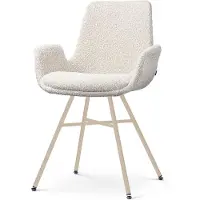Nolon Noa-Eef Eetkamerstoel Bouclé Beige - Beige Onderstel - Japandi - Armleuning - Comfortabel - Stoffen