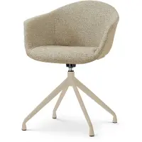 Nolon Nola-Otis Draaibare Eetkamerstoel Taupe Melange - Beige Onderstel - Armleuning - Comfortabel - Japandi - Stoffen