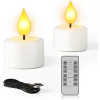 Ren Led Kaarsen Met Bewegende Vlam - Oplaadbare Waxinelichtjes - Oplaadbare Kaarsen - Oplaadbare Theelichtjes - Wit - 4cm x 4cm x 6cm; 70 g