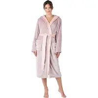 Bellivalini Dames Badjas met Capuchon - Wasmachine bestendig - Polyester - Poederroze - L - BLV-BLV50-168-DG
