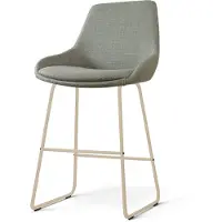 Nolon Nino-Isa Barkruk Saliegroen - Beige Onderstel - 65 Cm - Barstoel - Japandi - Stoffen - Kookeiland