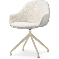 Nolon Nola-Mae Draaibare Eetkamerstoel Bouclé Beige - Beige Onderstel - Stoffen - Armleuning - Comfortabel - Modern