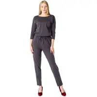 Bellivalini Ladeheid Dames Jumpsuit - Korte mouwen - Lange broek - Katoen - BLV-BLV50-212-OV - Grafiet - L