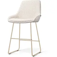 Nolon Nino-Isa Barkruk Bouclé Beige - Beige Onderstel - 65 Cm - Barstoel - Scandinavisch - Stoffen - Kookeiland - Crème