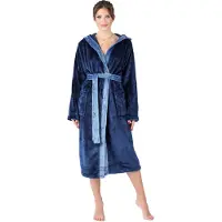 Bellivalini Dames Badjas met Capuchon - Wasmachine bestendig - Polyester - Donkerblauw - XXL - BLV-BLV50-168-DG
