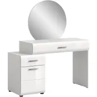 Furnilux Moderne Schminktafel met Spiegel - Ruime Opbergkast op Wieltjes - Hoogwaardig MDF