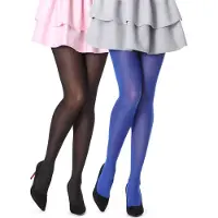 Bellivalini Dames Panty - 40 DEN - Halsterloos - Polyamide - 2 Pack - BLV-FI-1001-2P - Zwart/Korenbloem (2Pack) - S