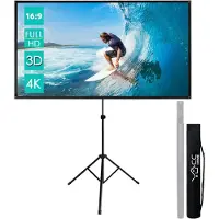 CCLIFE Opvouwbaar projectiescherm met statief inclusief bevestigingsmateriaal 80 inch projectiescherm roll-up scherm home cinema mobiel