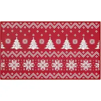 Happiq Kerst Deurmat - Voor Voordeur & Binnen - Boho Stijl Antislip Vloerkleed Welkom - Kerstvakantie & Thuisdecoratie - Rood-50x80cm