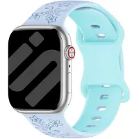 Strap-it Flower Siliconen bandje - horlogebandje geschikt voor Apple Watch 1/2/3/4/5/6/7/8/9/10/11/SE/Ultra (2) (38/40/41/42mm) - lichtblauw/ice blue
