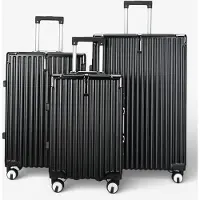 Infinity Leather Black Hardshell Dual 4 Wheel ABS Bagagetrolley Hard Shell Cabin Koffer Set