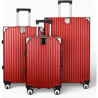 Infinity Leather Red Hardshell Dual 4 Wheel ABS Bagagetrolley Hard Shell Cabin Koffer Set